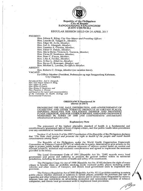 baguio city ordinance no. 34 series of 2017 pdf|Ordinance No. 34 series of 2017 .